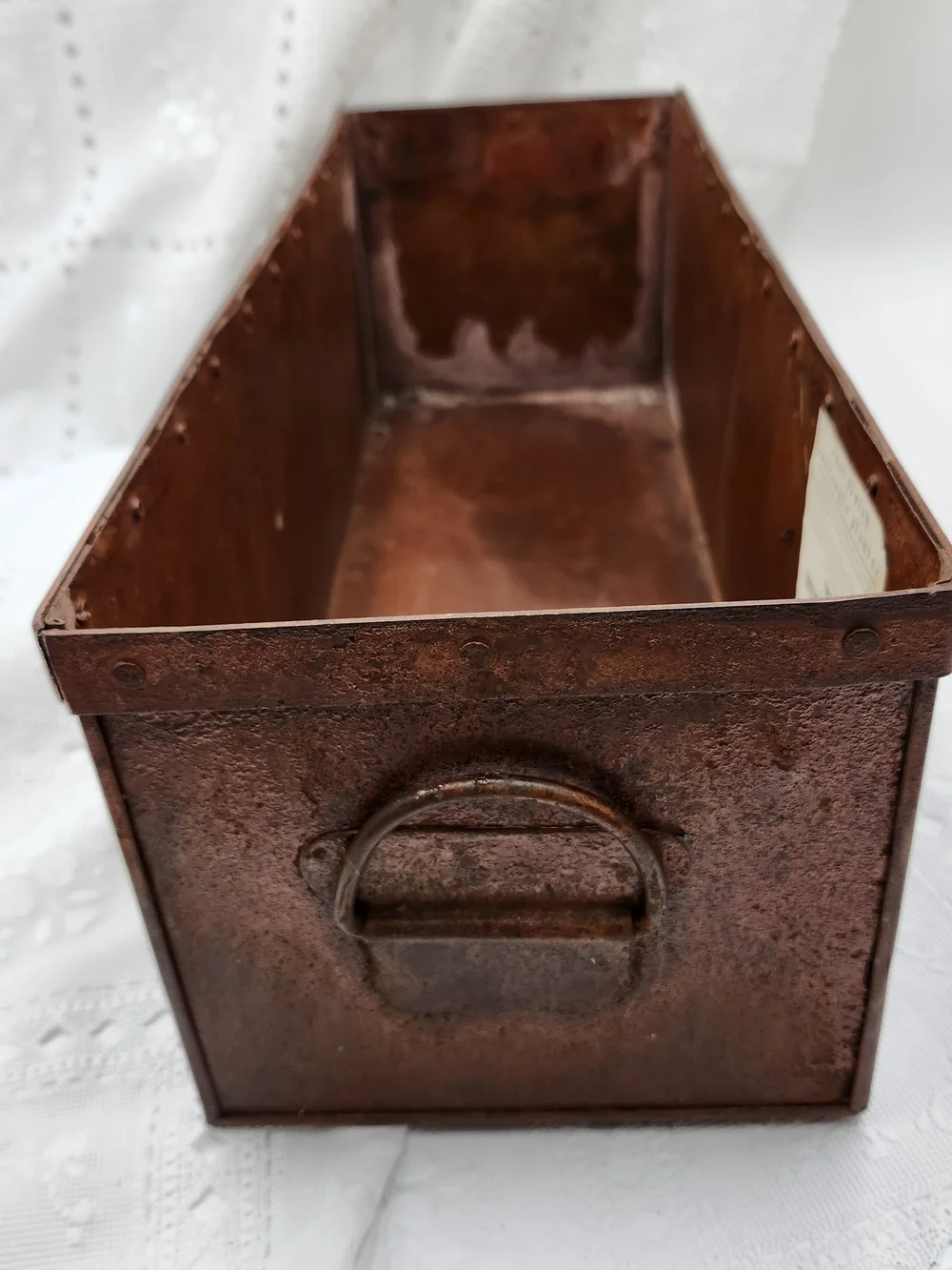 Vintage Copper rust w/ rivet Window Box rectangle Planter Jardiniere Pier 1